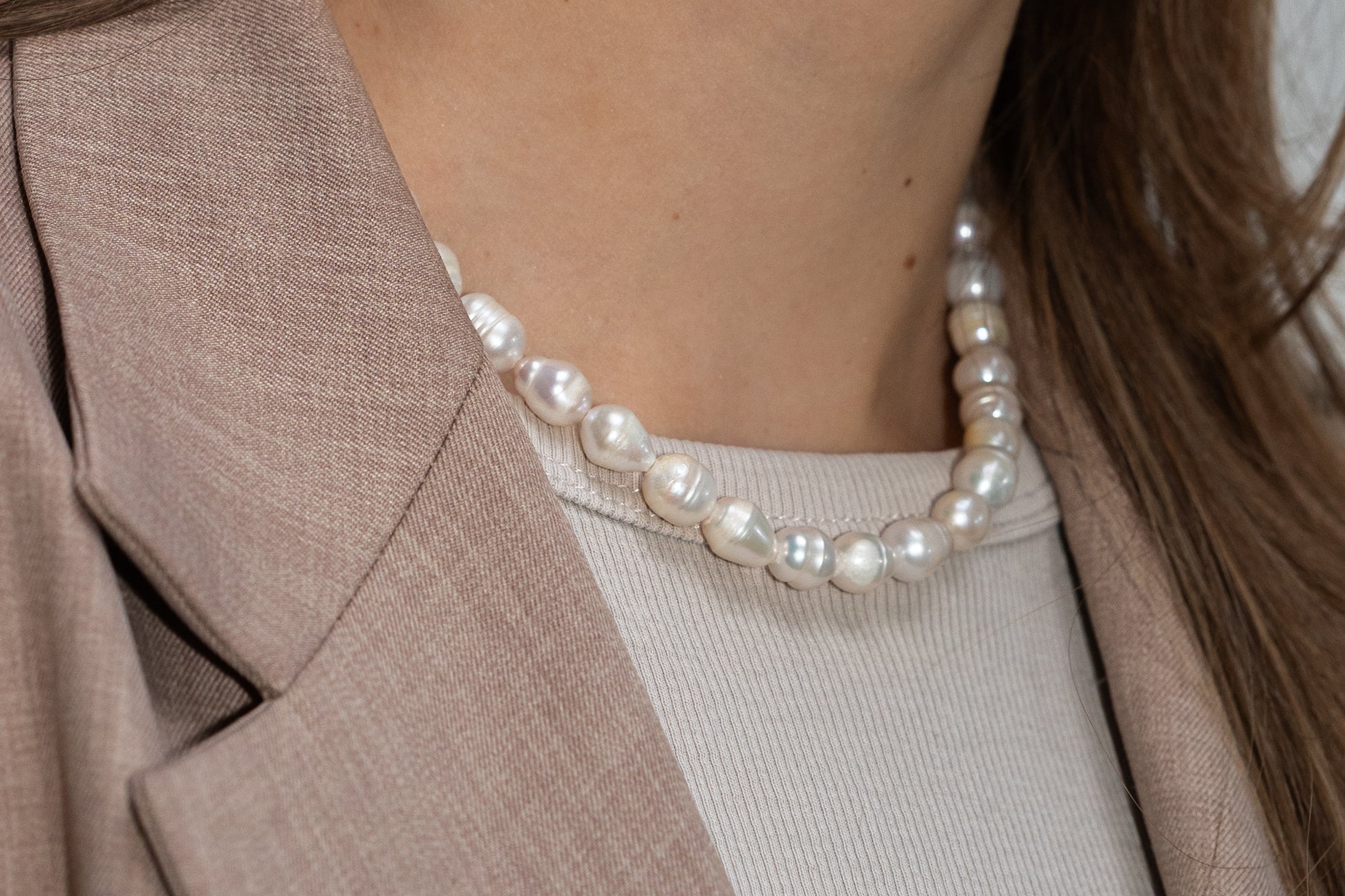 Ketting zoetwaterparels groot